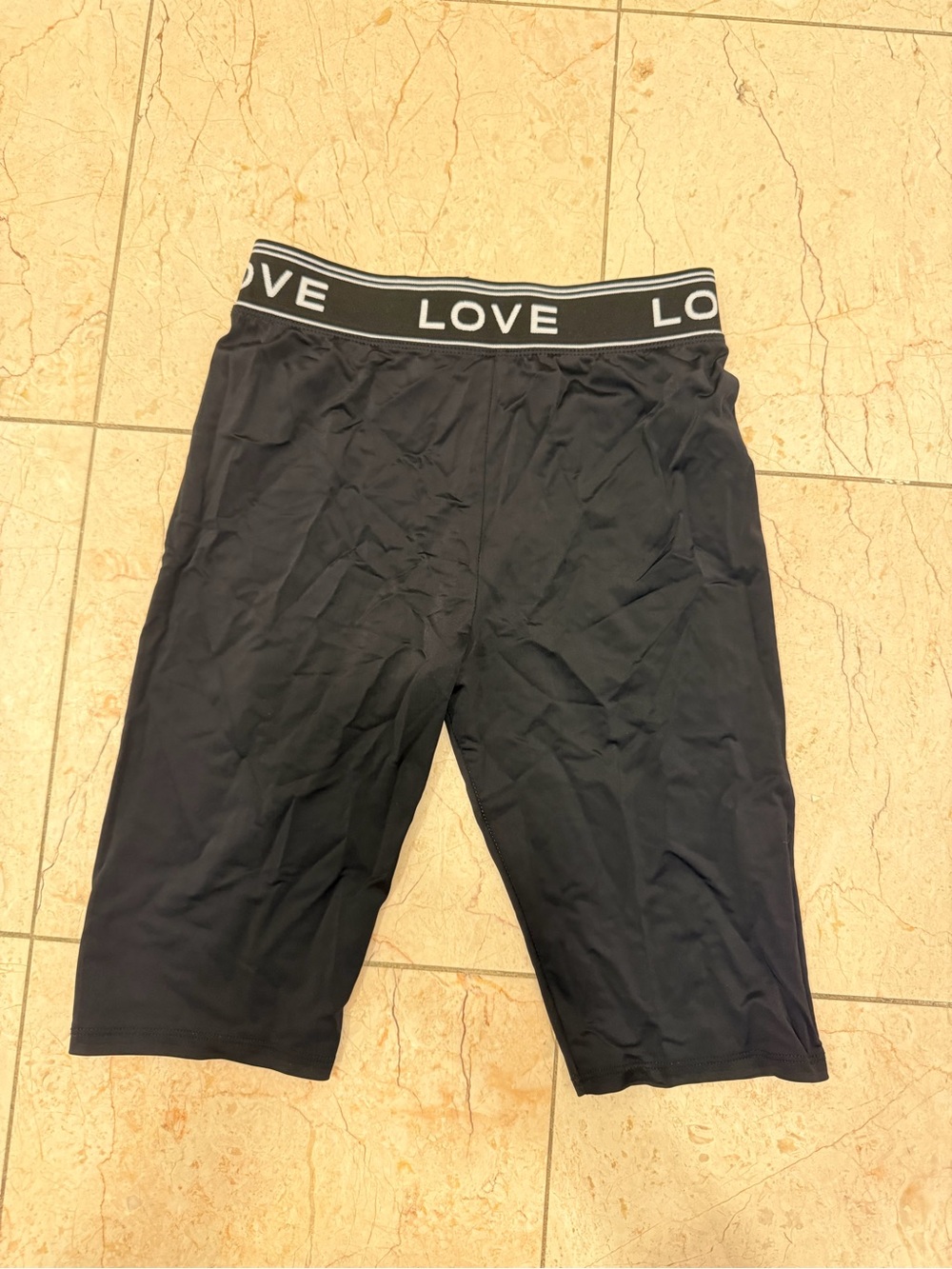 Love Black Women's Athletic Bike Shorts with Branded Waistband